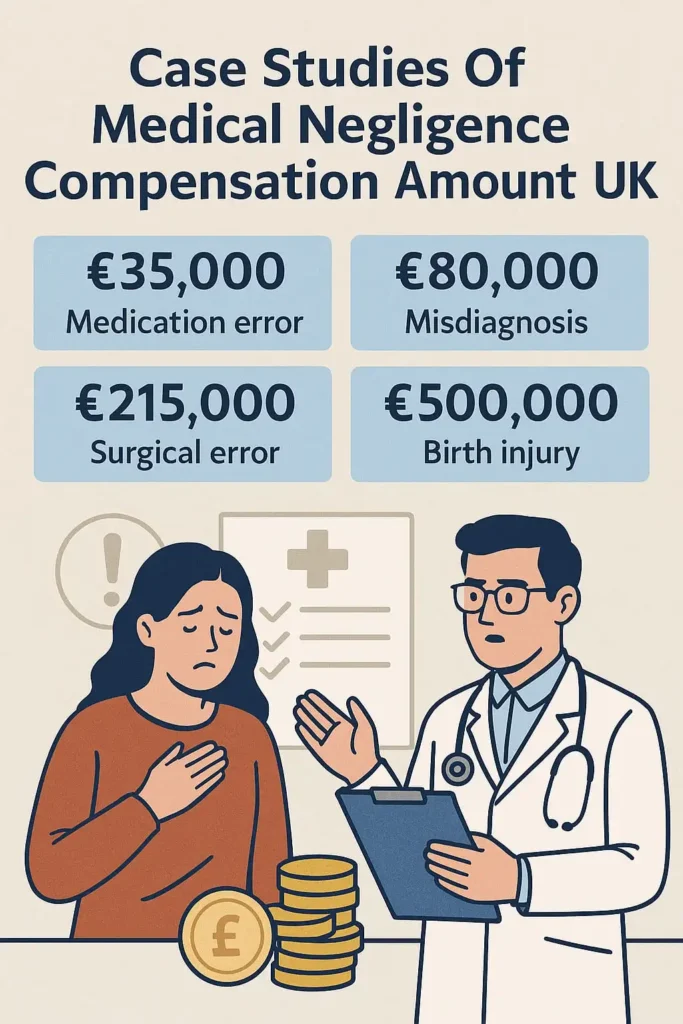 Case studies of medical negligence compensation amounts UK