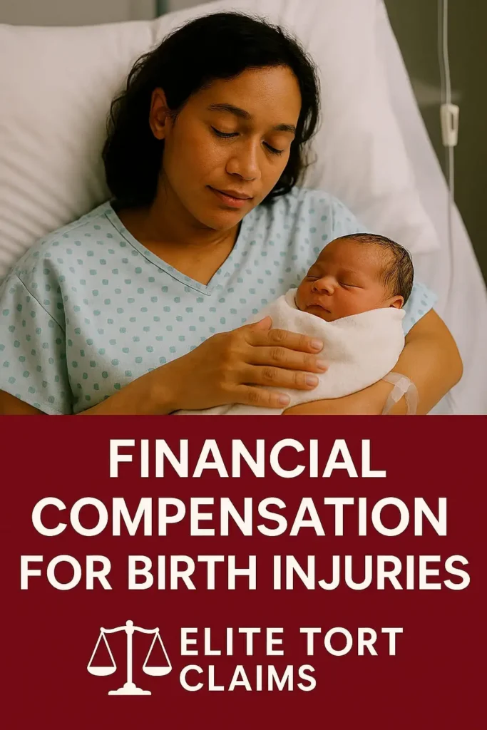 Infographic showing the breakdown of compensation in Birth Injury Claims UK, including future care and home adaptations.